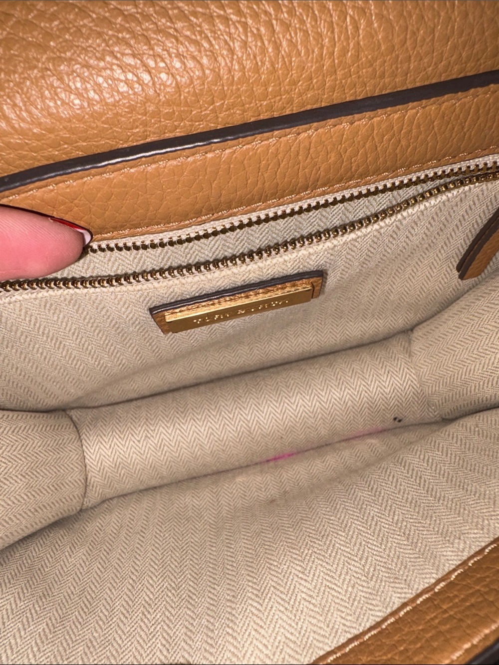 Tory Burch Tan Leather Chain-Shoulder Logo Bag - Picture 2 of 2